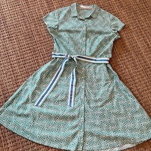 Boden short sleeve button-front dress Size 12 Long